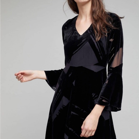 ANTHROPOLOGIE X Seen Worn Keep Selina Velvet Maxi Black Dress SZ 10 - Picture 3 of 8
